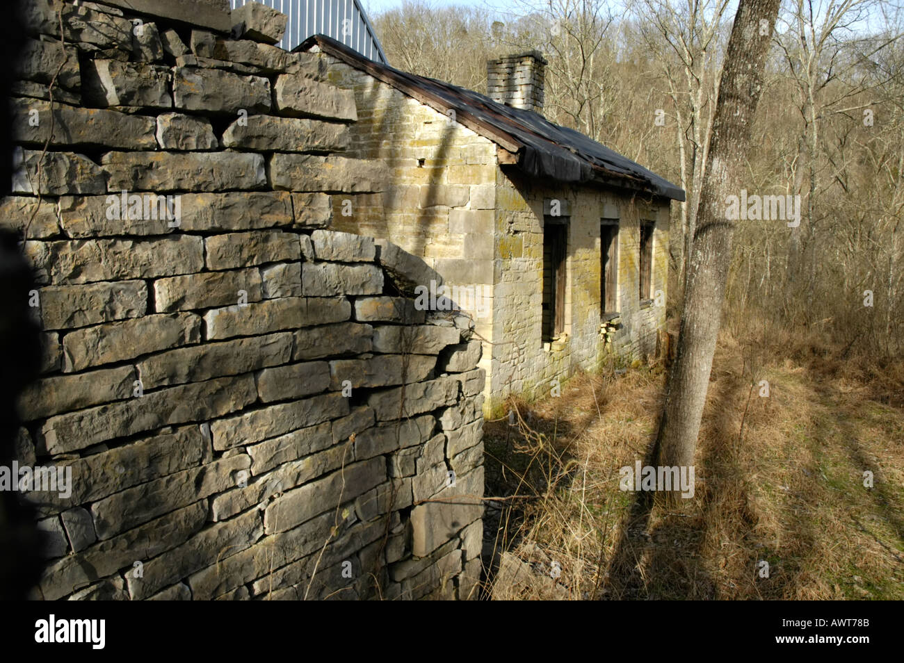 Skilled stonework in a Kentucky frontier house built near the end of the 18th century Stock