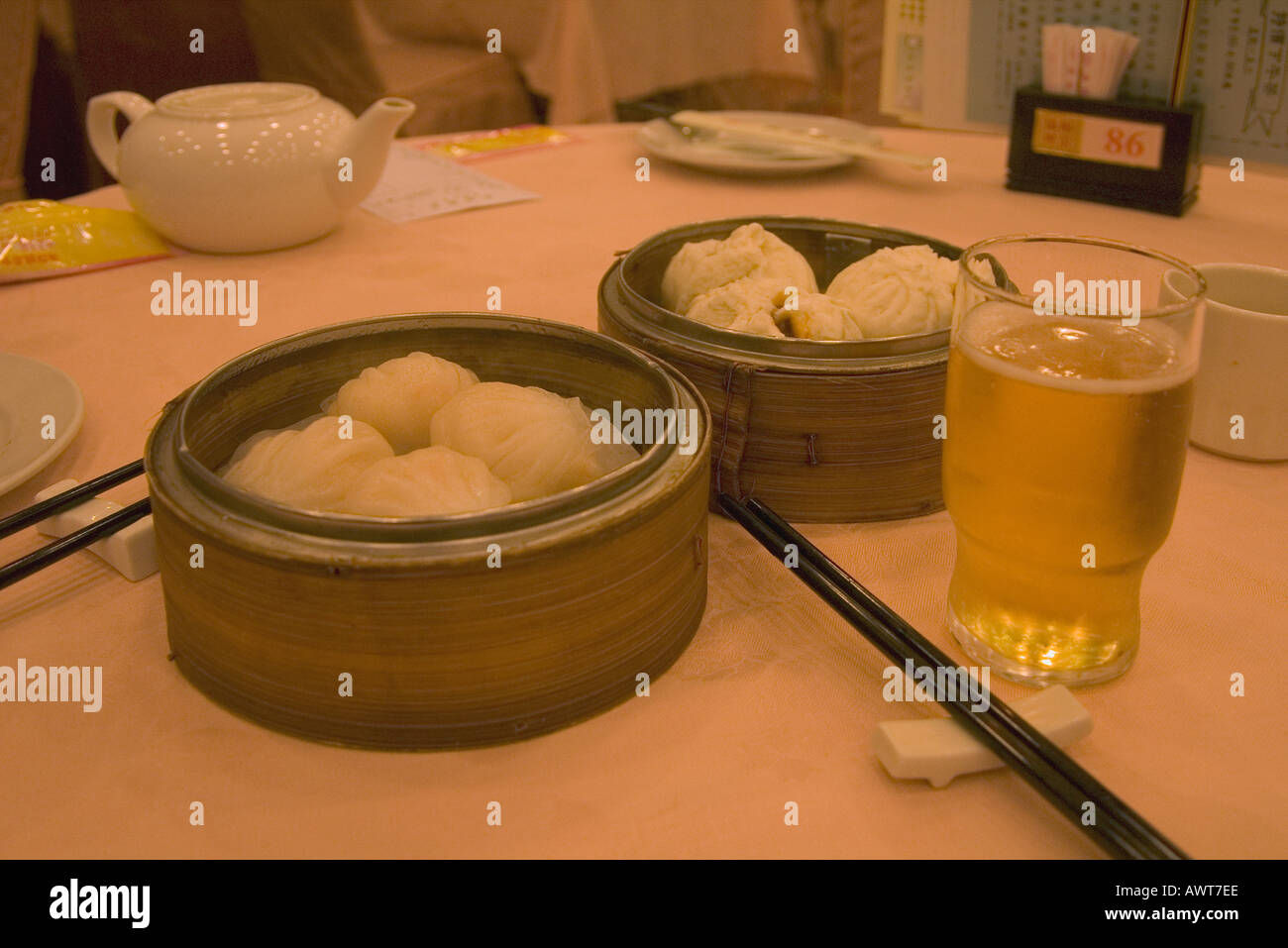 dh Chinese Dim sum SHATIN HONG KONG Bamboo steamers chopsticks glass of