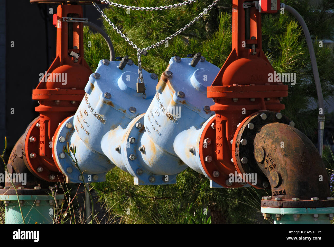 "watersupply pipe mains valve, California Stock Photo Alamy