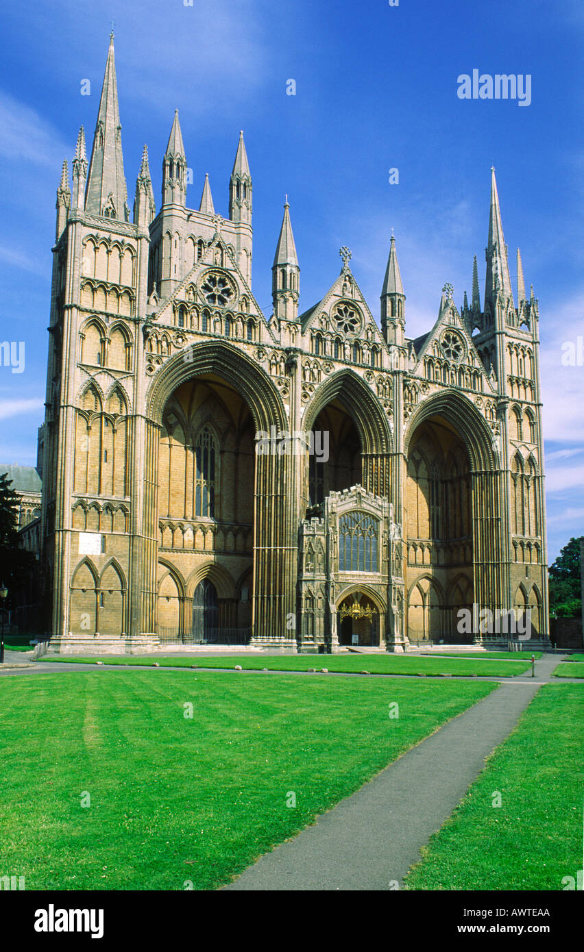 West front of St Peters Cathedral Peterborough Cambridgeshire England ...