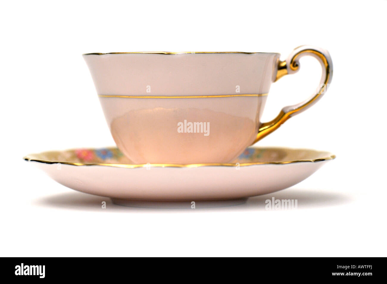Fine English bone china porcelain English ceramics coffee tea cup saucer by Tuscan EDITORIAL USE ONLY Stock Photo
