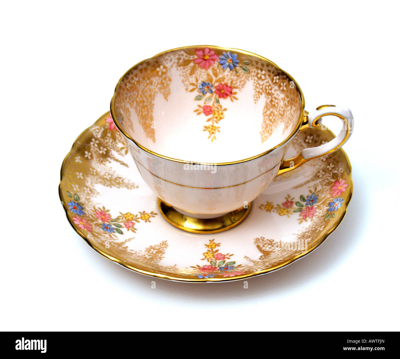Fine English bone china porcelain English ceramics coffee tea cup saucer by Tuscan EDITORIAL USE ONLY Stock Photo