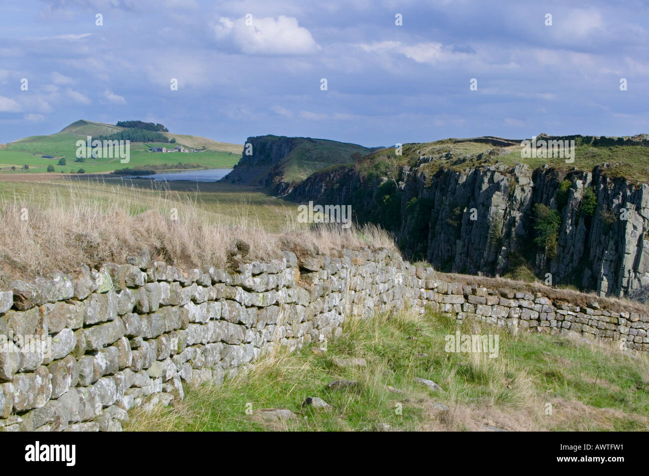 Steel Rigg and Hadrians Wall, near Once Brewed, Northumberland, England ...