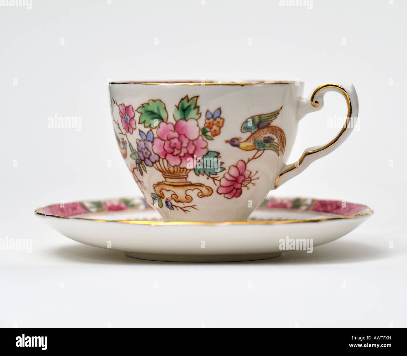 Fine English bone china porcelain English ceramics coffee tea cup saucer by Tuscan EDITORIAL USE ONLY Stock Photo
