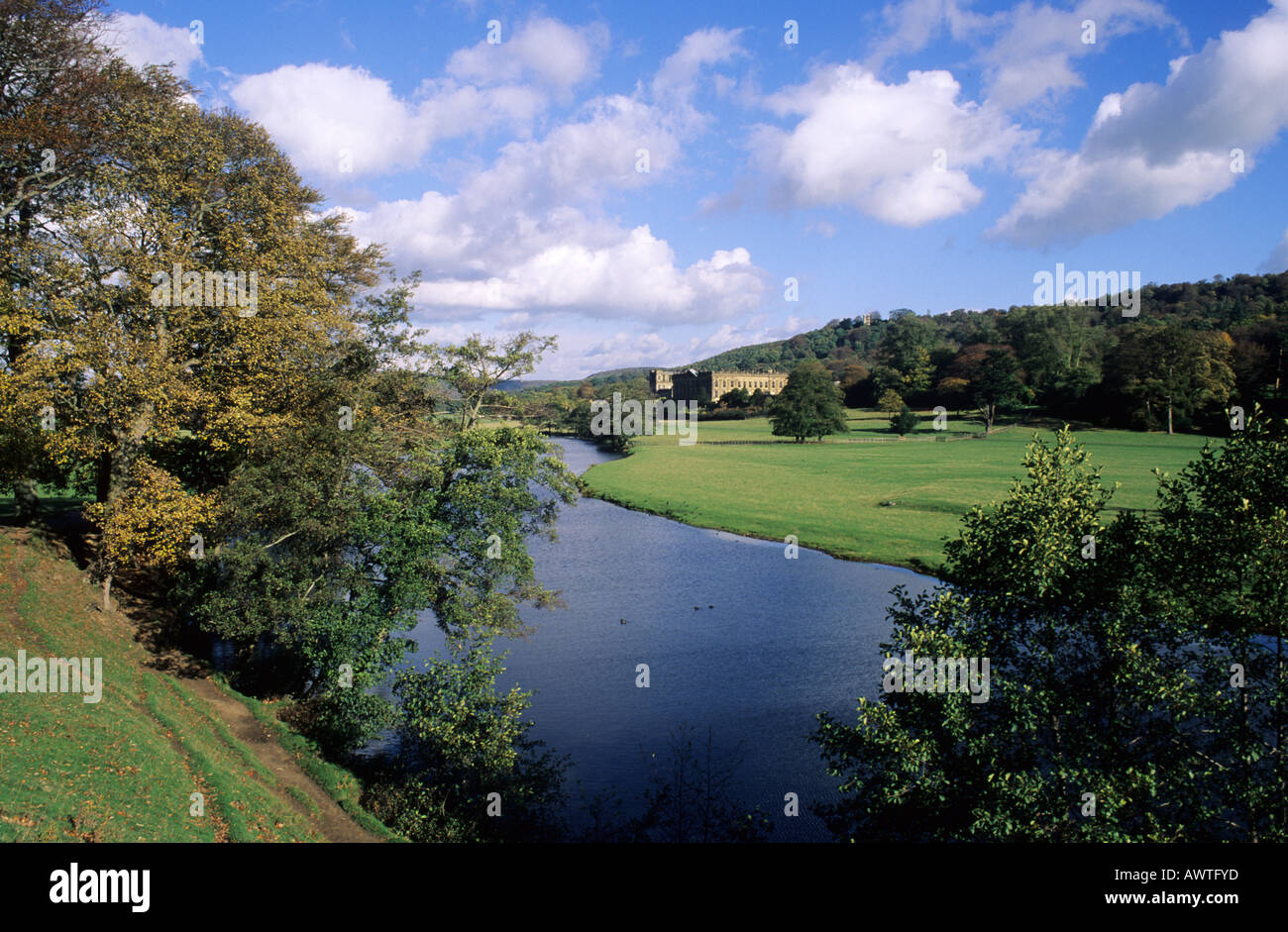 Chatsworth Park Derbyshire Chatsworth House Lake Stock Photo Alamy