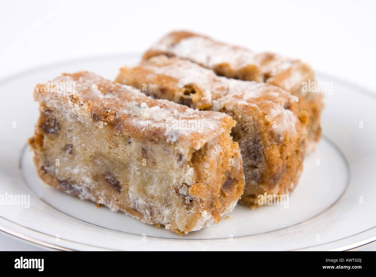 stollen slices served on a plate Stock Photo