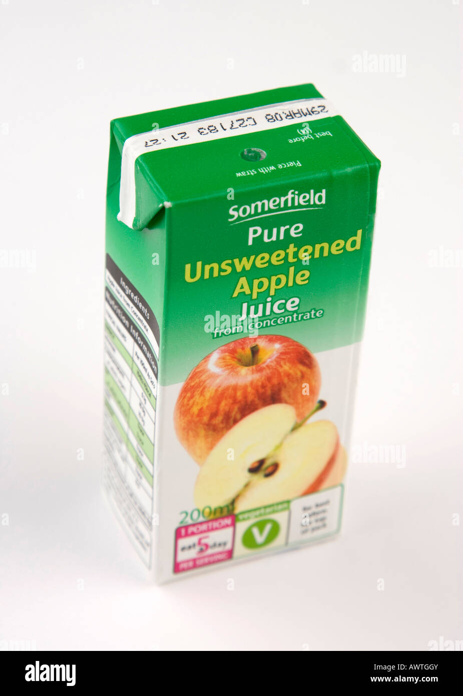 carton of Somerfield pure apple juice Stock Photo