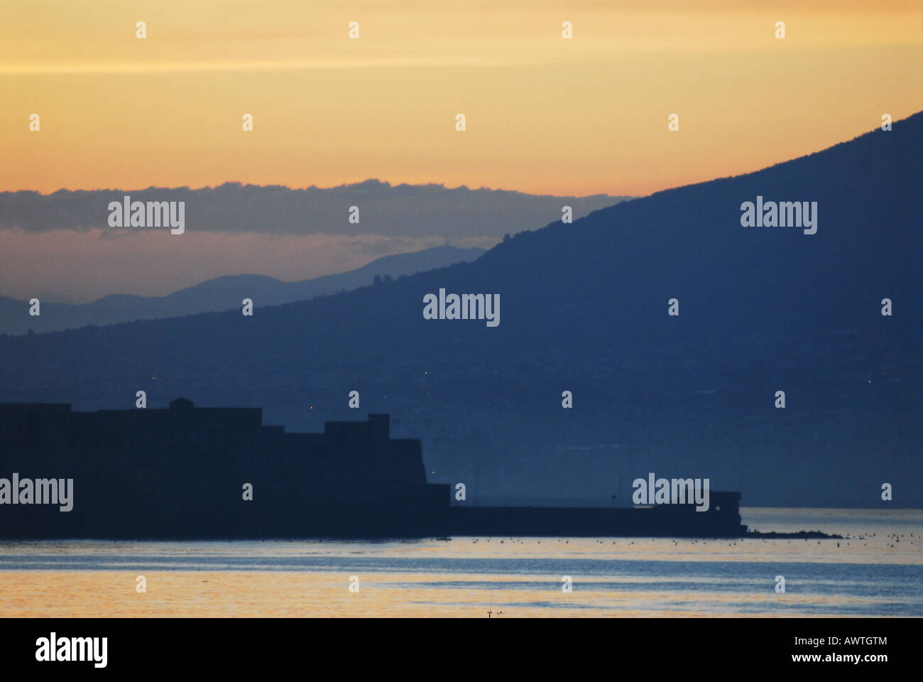 Gulf of Naples with Castel dell Ovo - view from Posillipo - Campania South Italy Stock Photo