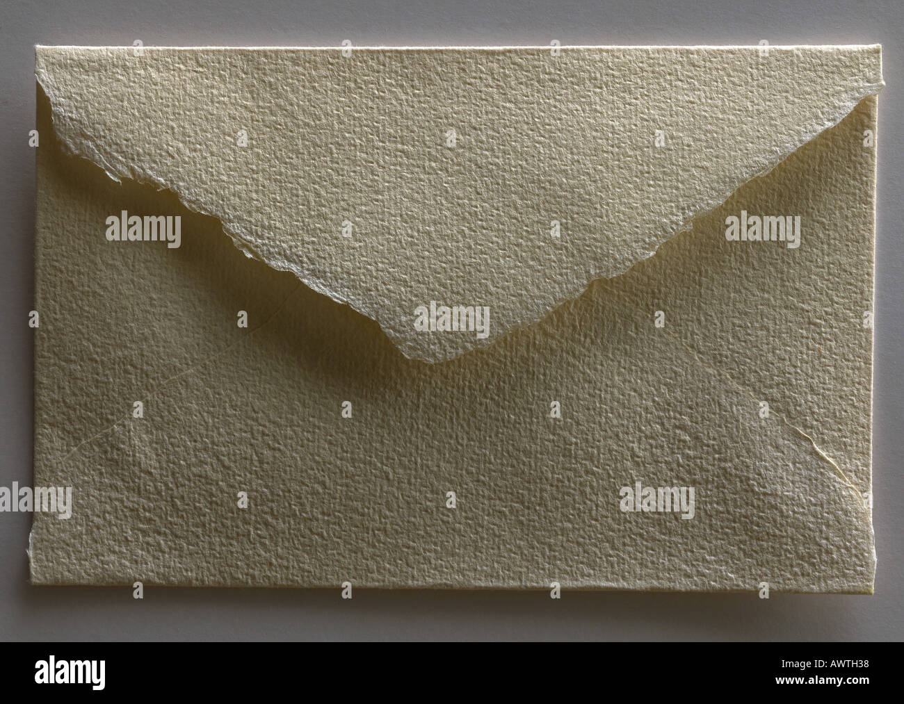 Back of linen envelope. Stock Photo