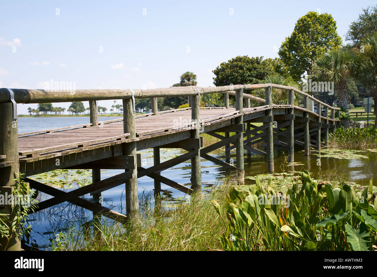 Walking Bridge In Venetian Gardens City Park At Leesburg Florida