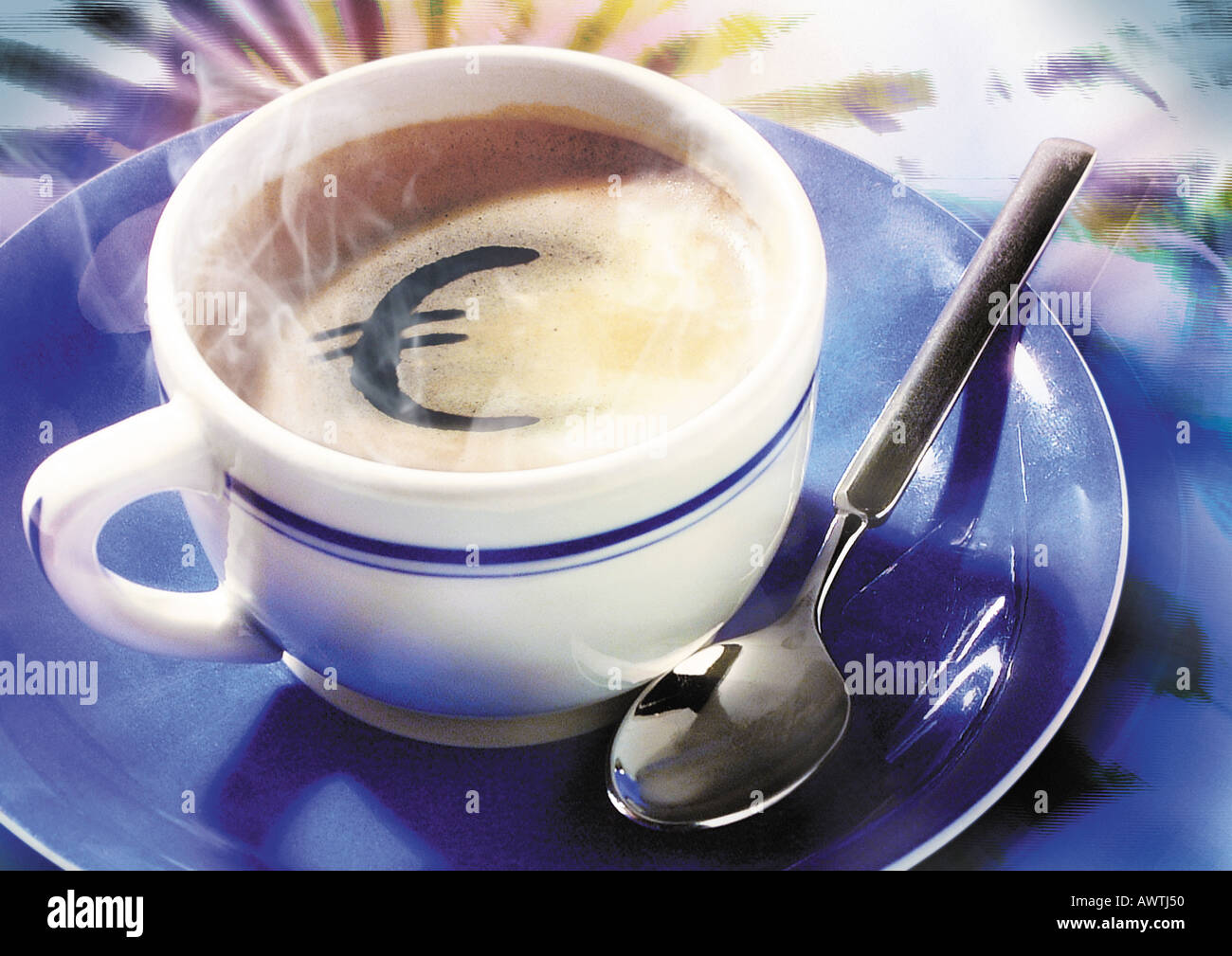 Coffee for one euro, sign ad advert Stock Photo - Alamy