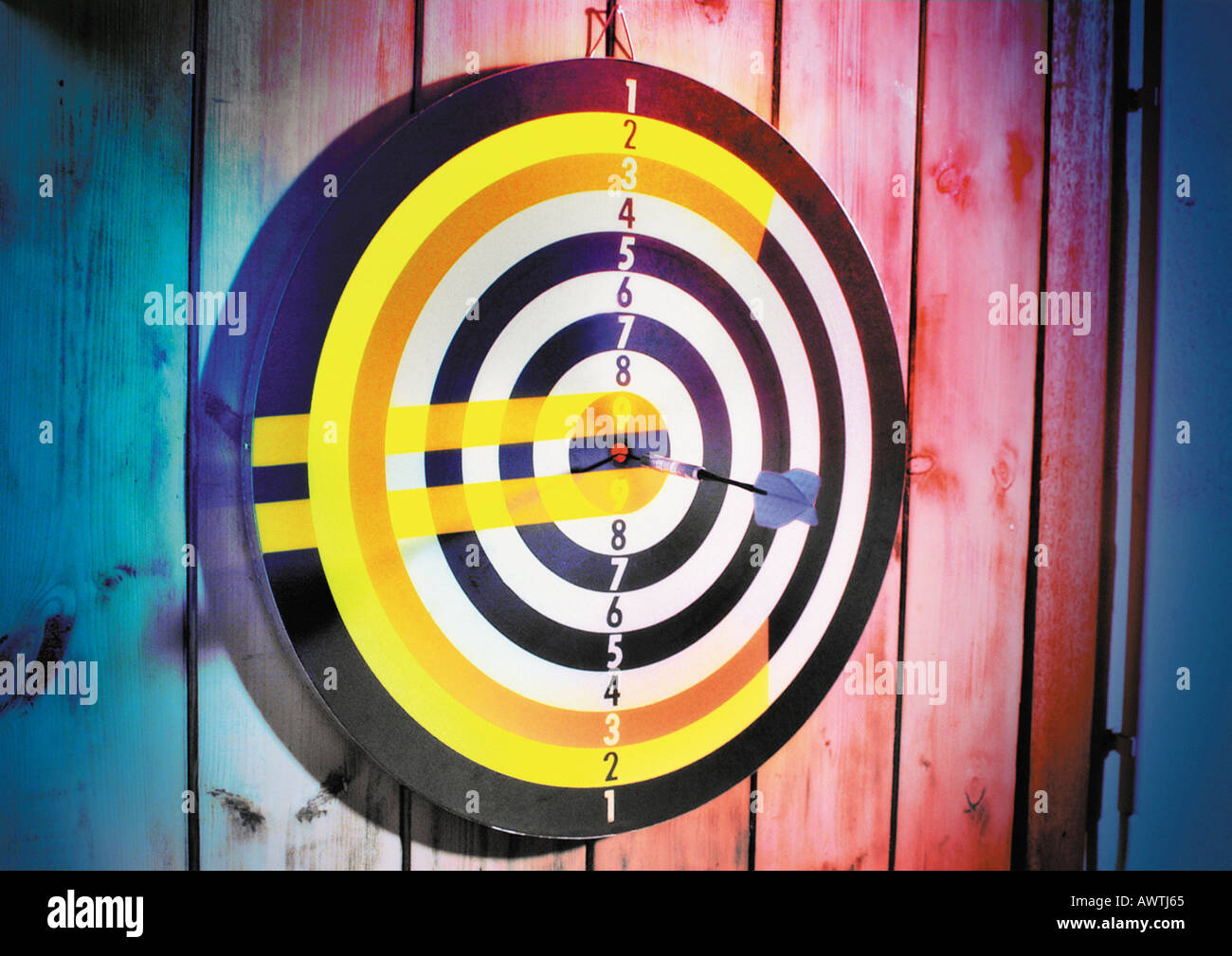 Euro sign on dart board. Stock Photo
