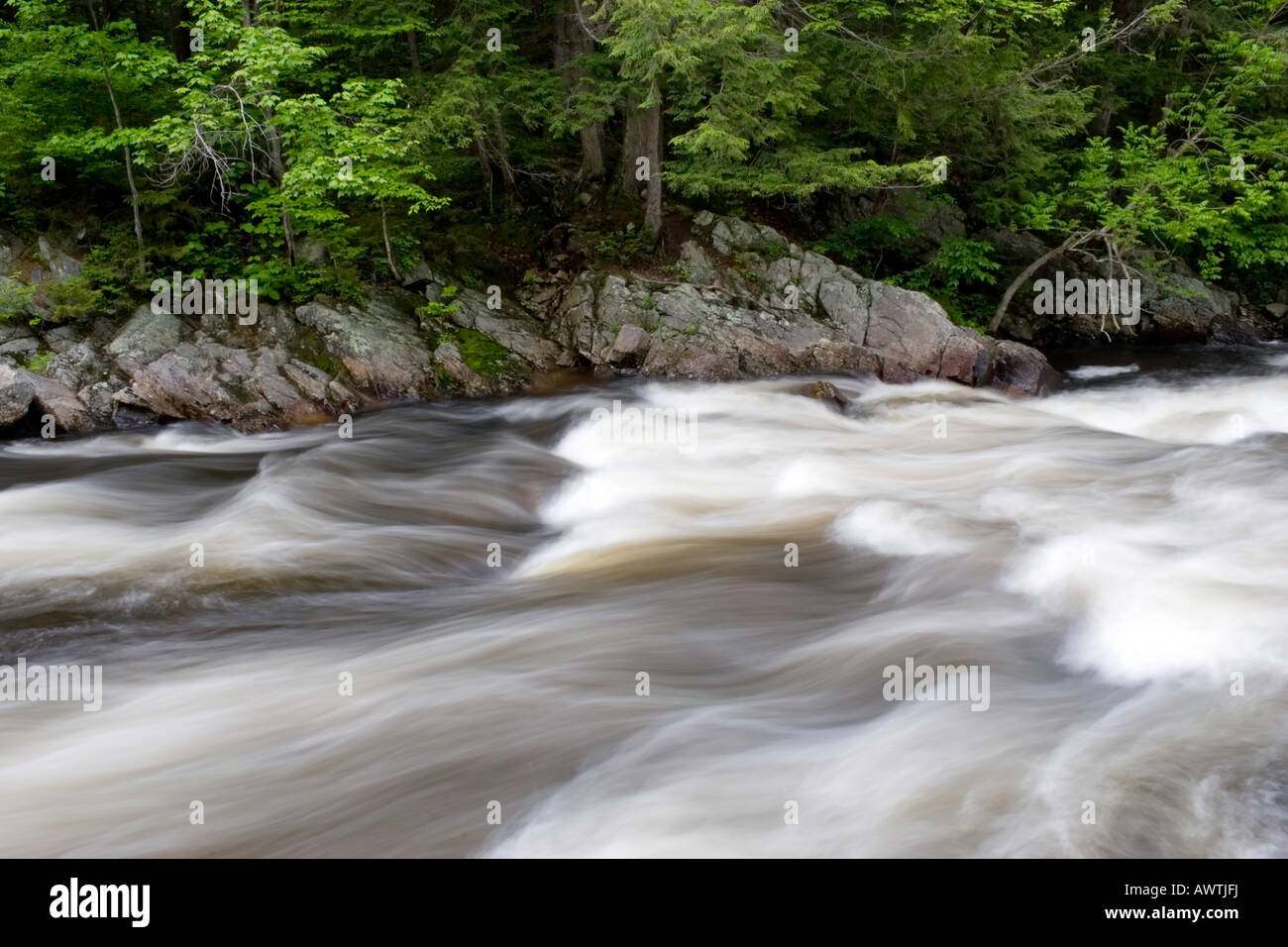 Rushing river, Adirondack Mountains, New York, United States Stock Photo
