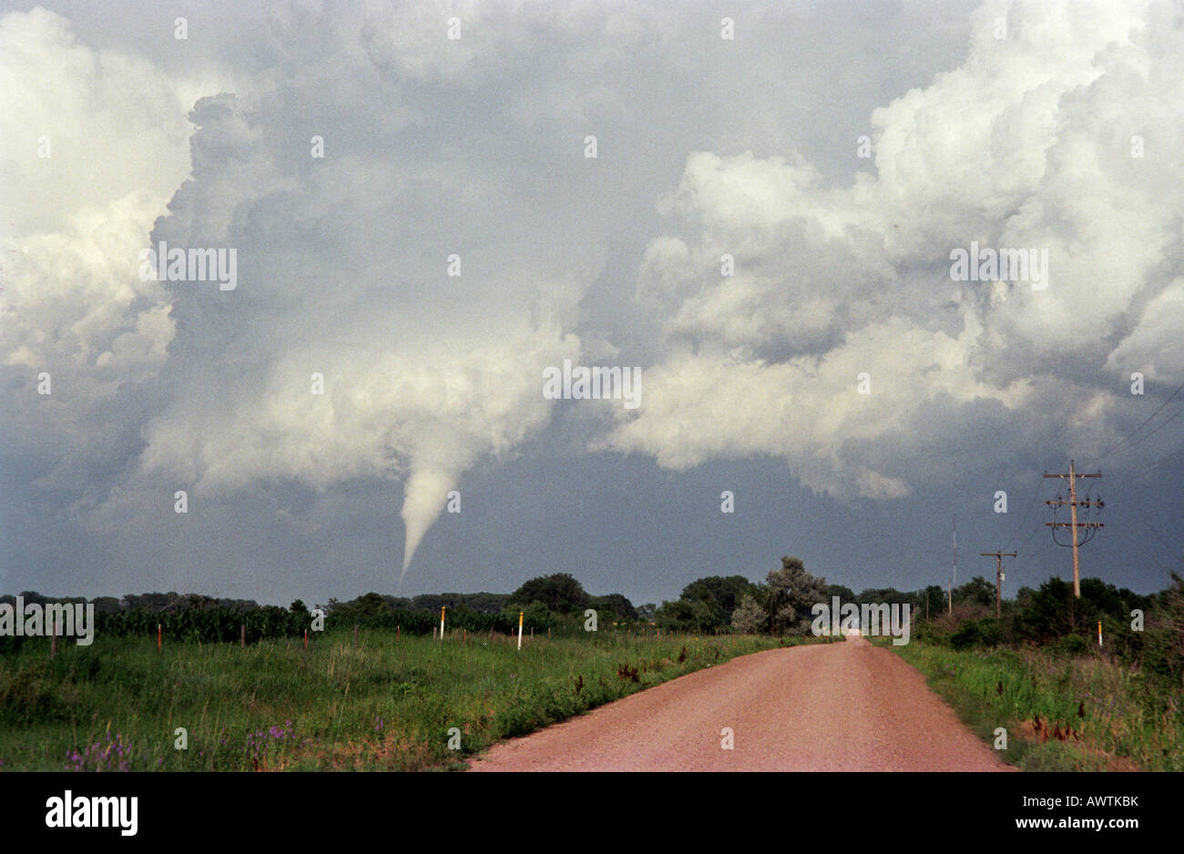 A tornado touches down east of O Neill Nebraska June 2004 Stock Photo
