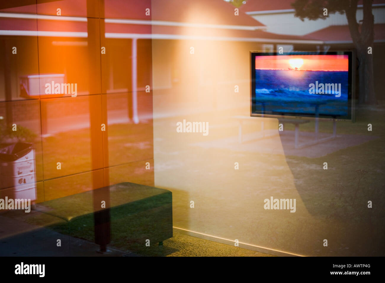 TV in shop window Stock Photo