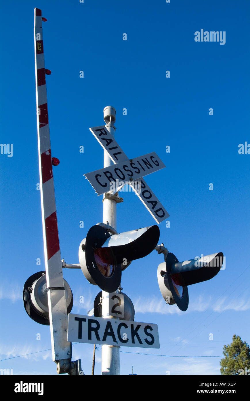 railway crossing sign track road lights barrier level crossing american