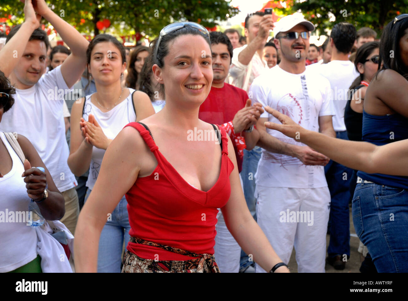People enjoying a Turkish Festival event on the South Bank London Stock