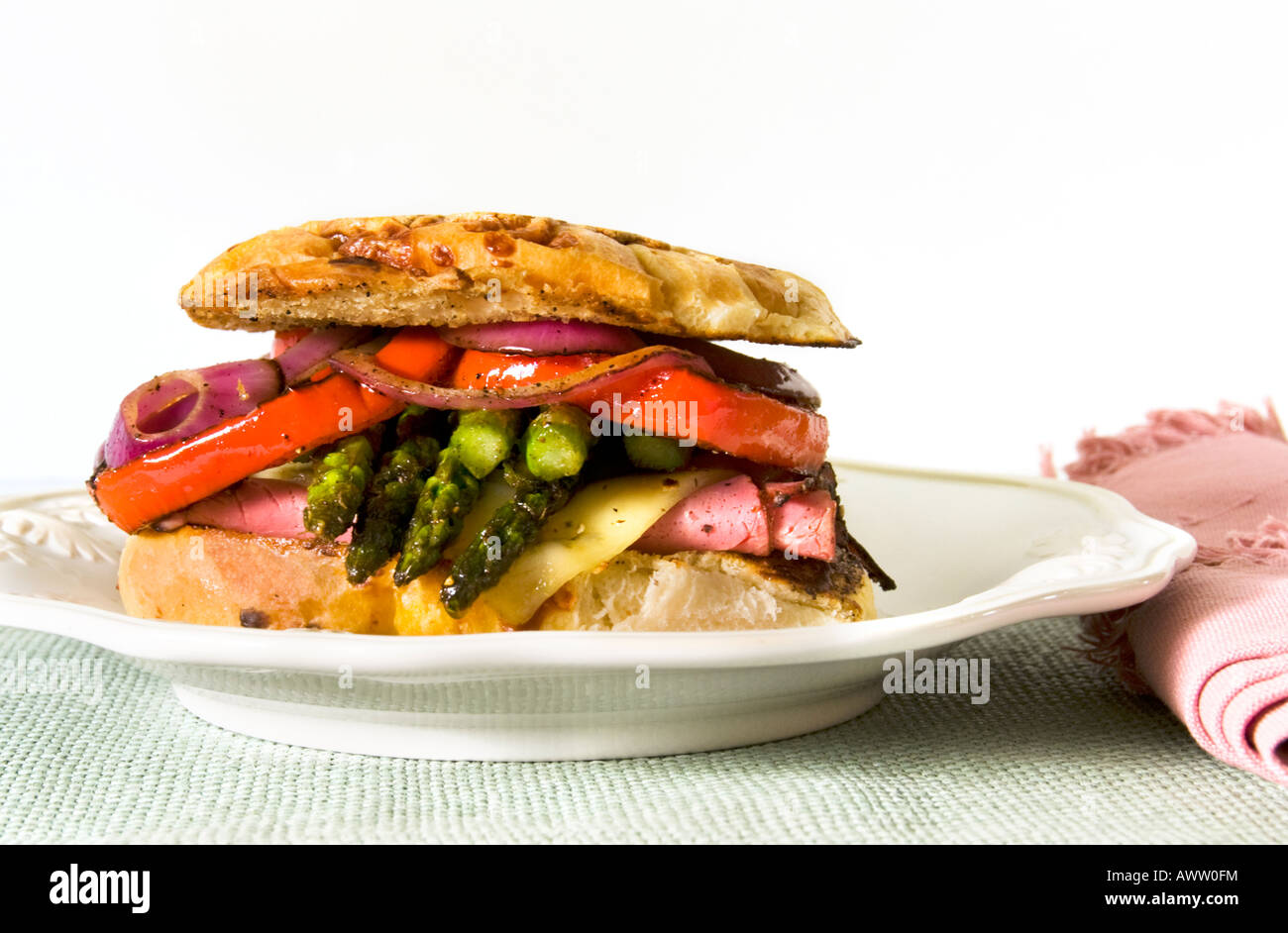 An Asiago Cheese roll sandwich Stock Photo Alamy