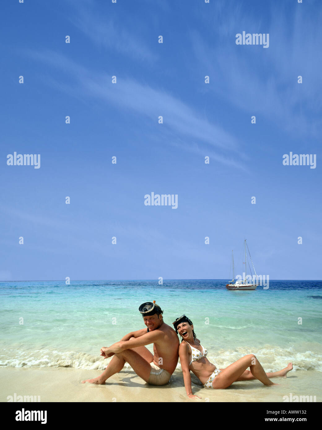 JM - OCHO RIOS:  Young couple on exotic beach Stock Photo