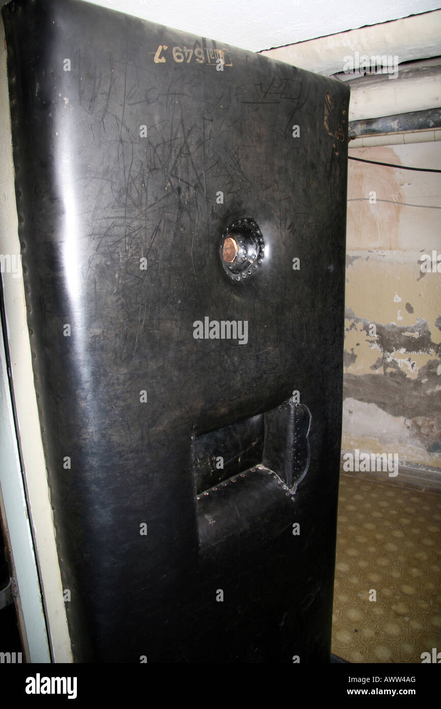 The door to a padded cell in the Cell Wing of the former Cold War Stasi prison Hohenschönhausen, Berlin. Stock Photo