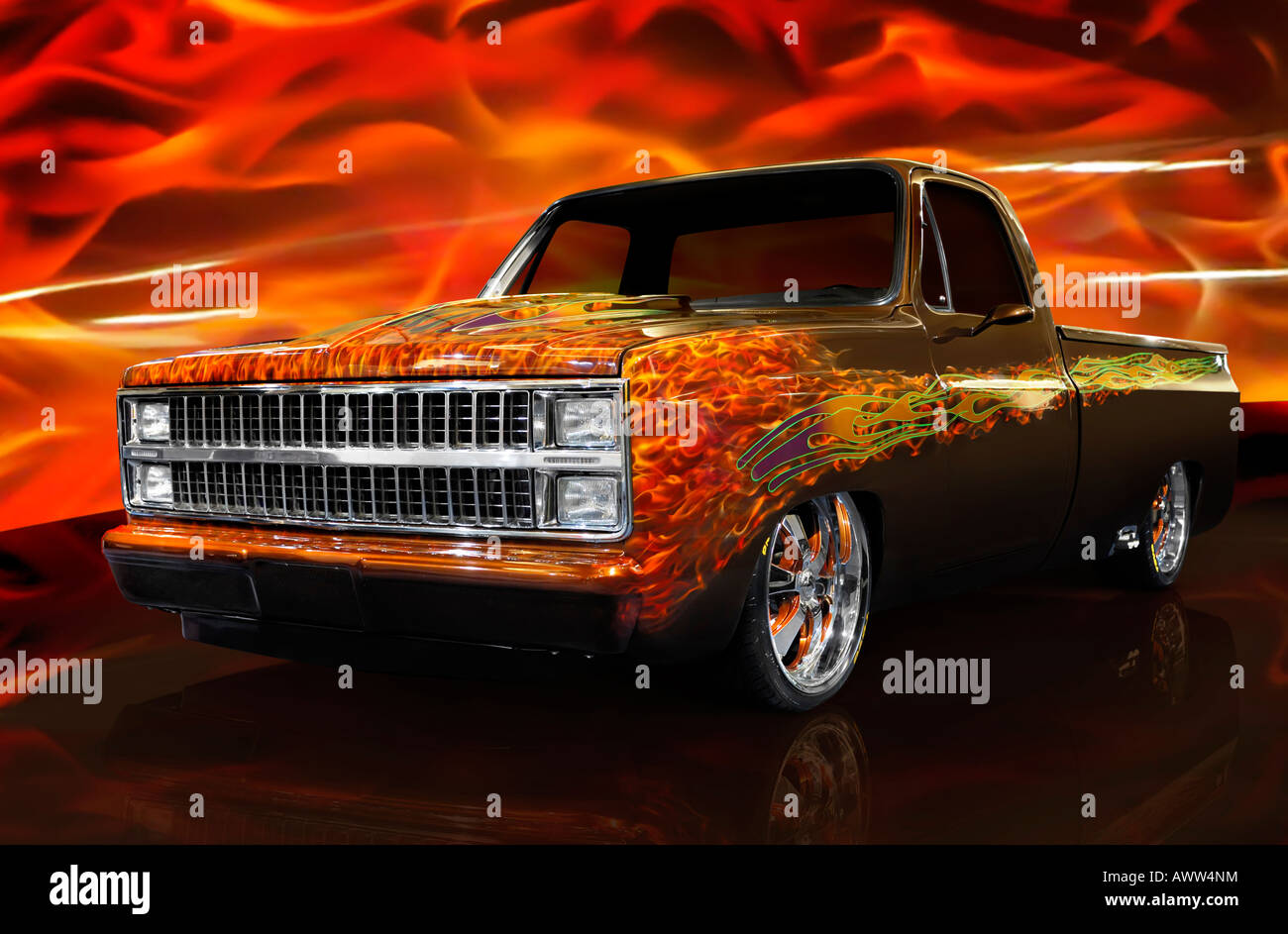 License and prints at MaximImages.com - Hot Rod Chevrolet Scotsdale 1978 retro pickup truck Stock Photo