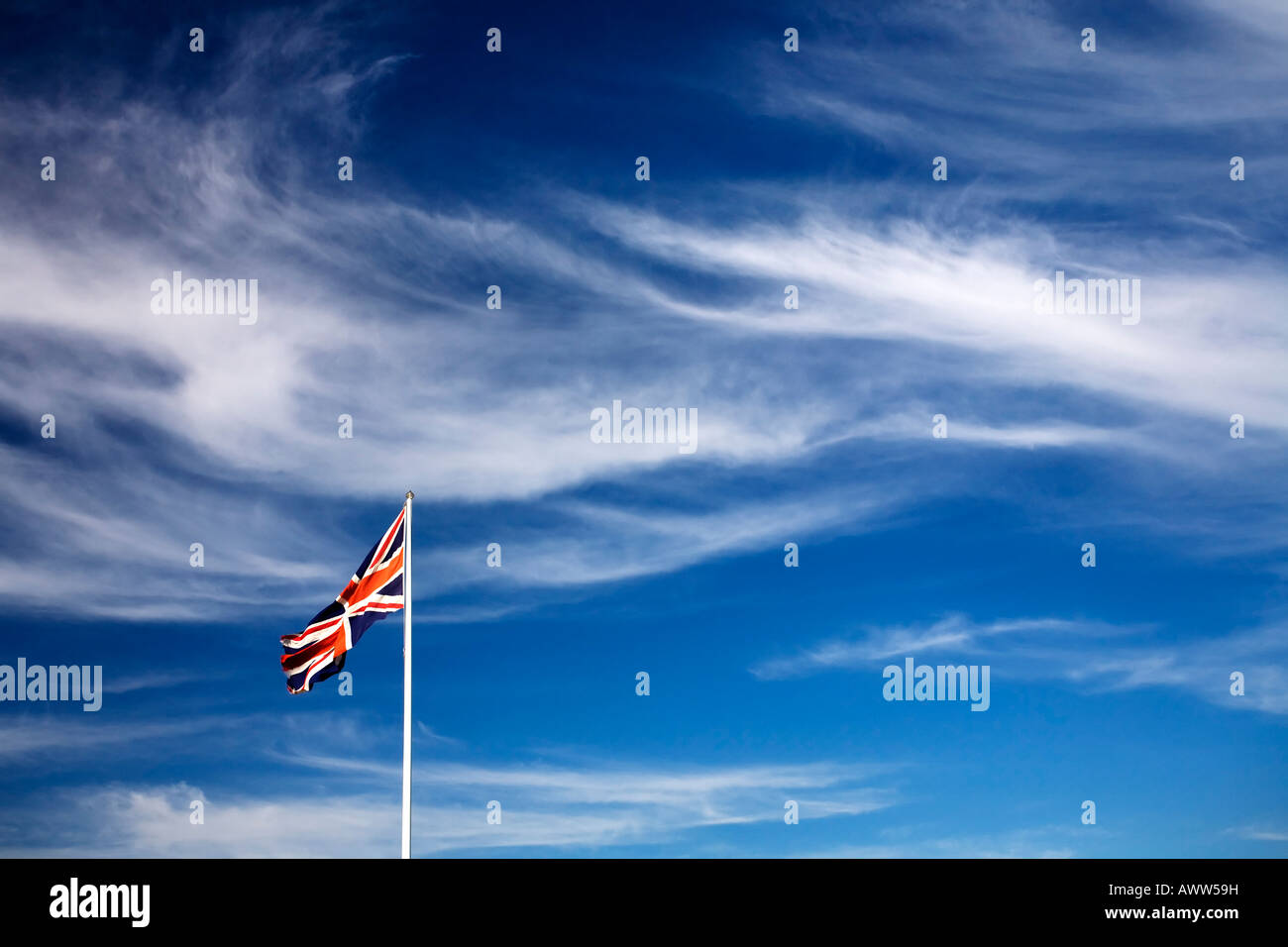 Union Jack and dramatic sky Stock Photo