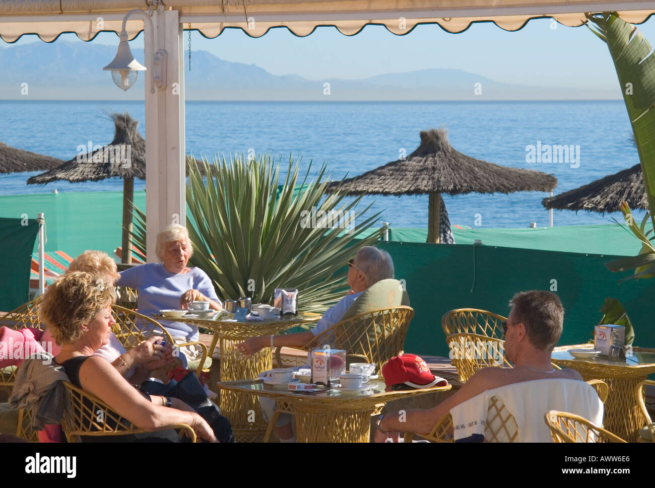 Torremolinos Costa del Sol Spain La Carihuela Beachside bar Stock Photo