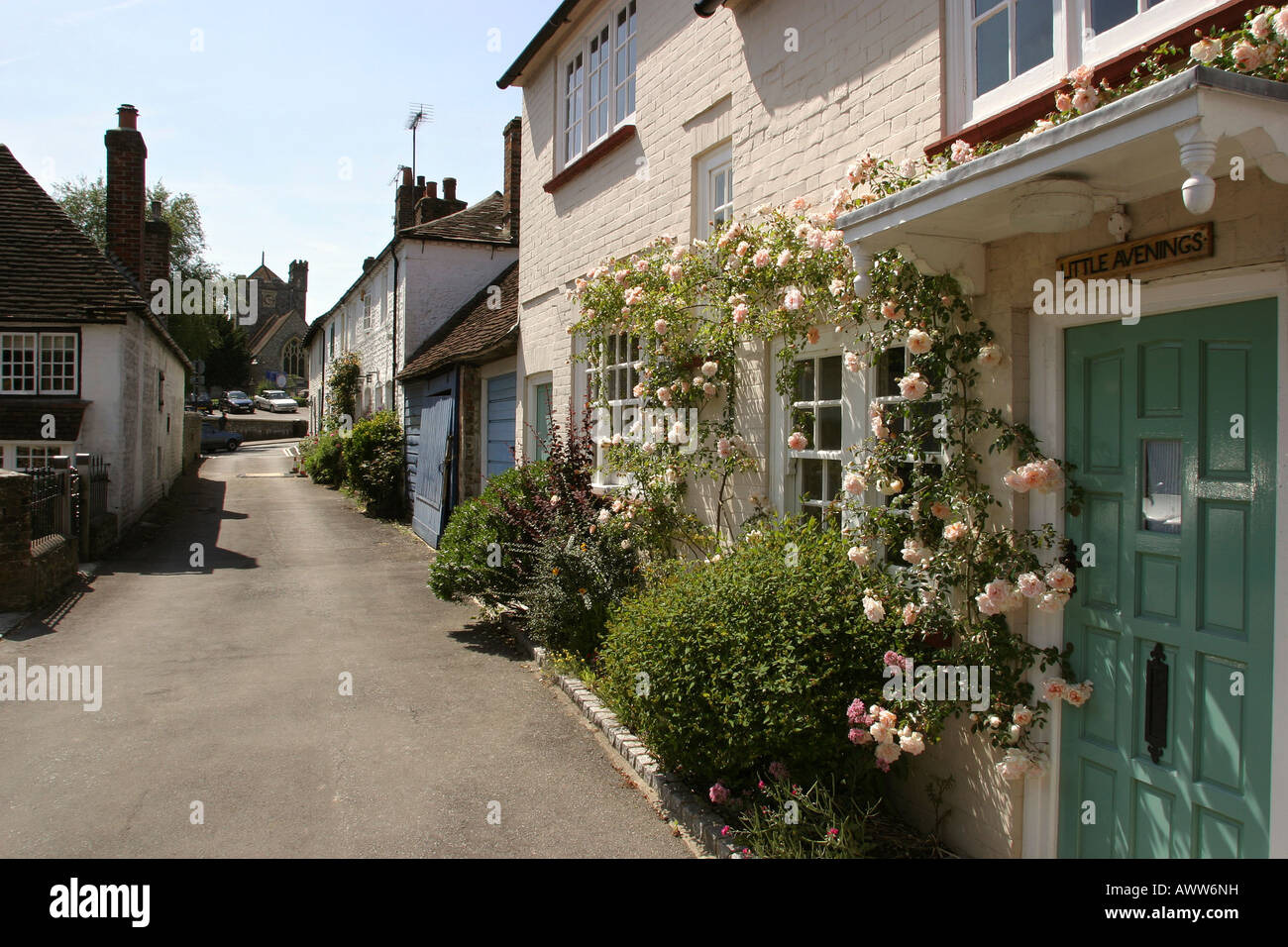UK West Sussex Angmering cottages in Church Lane Stock Photo