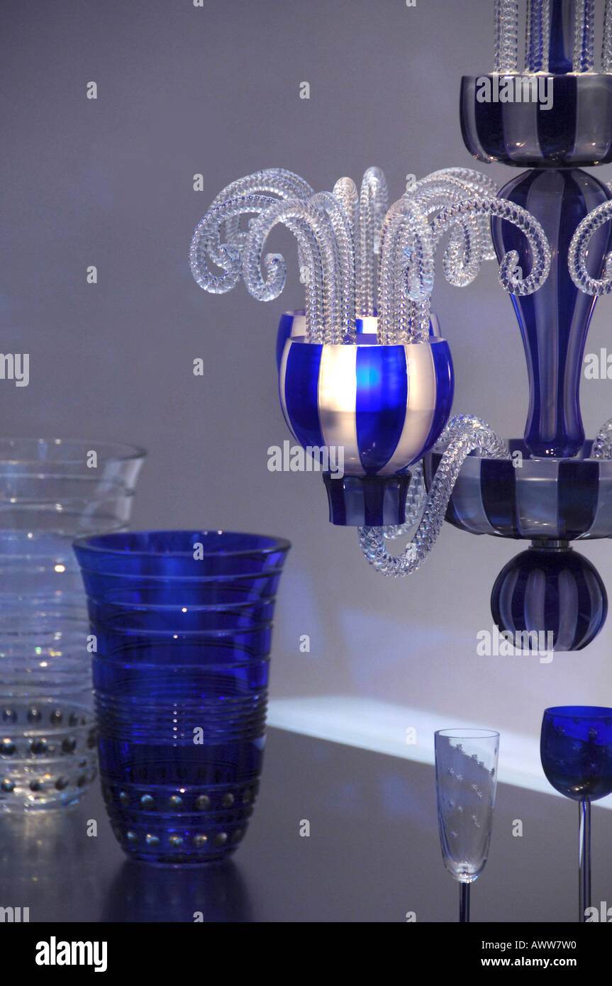 Italian glass crystal vase and chandelier Stock Photo Alamy