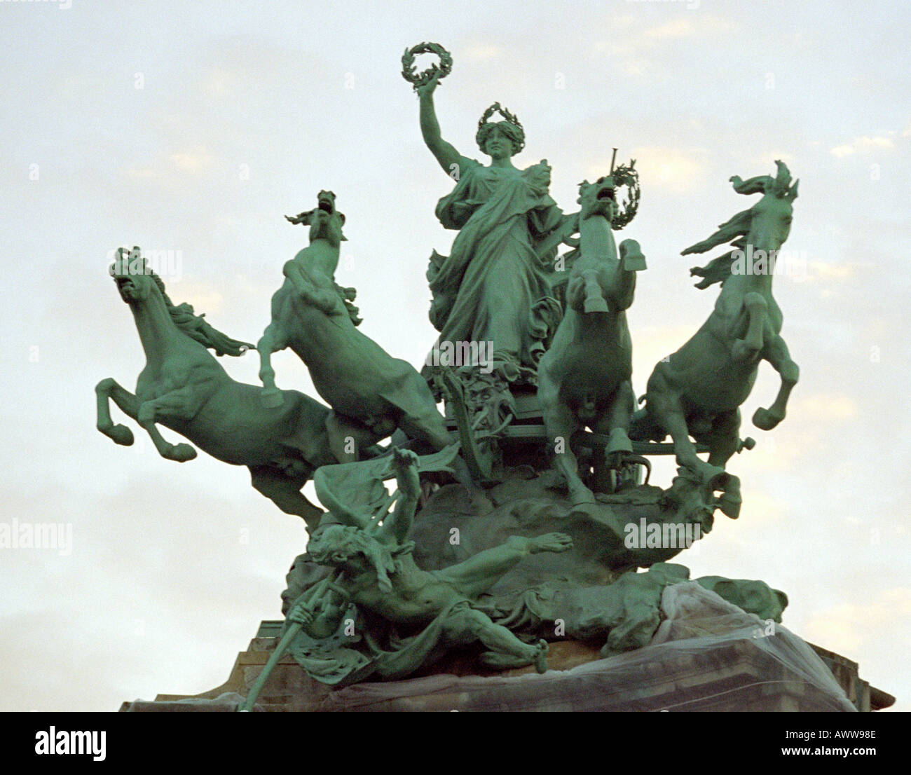 Statue of Four Horses and Chariot, Paris, France Stock Photo 3103117
