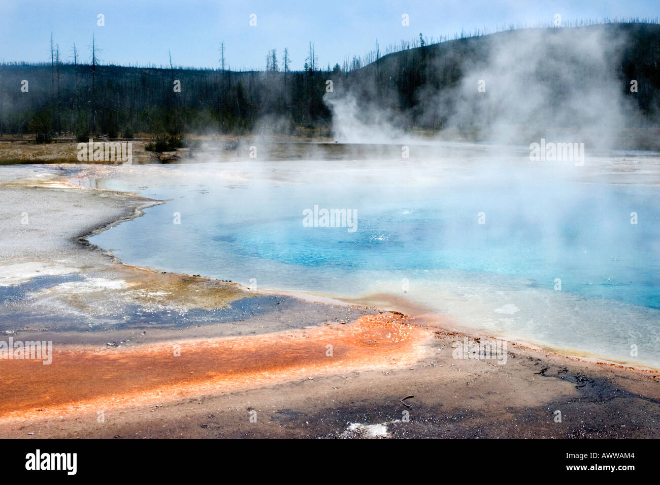 Pools edge Rainbow Pool Yellowstone National Park USA Stock Photo