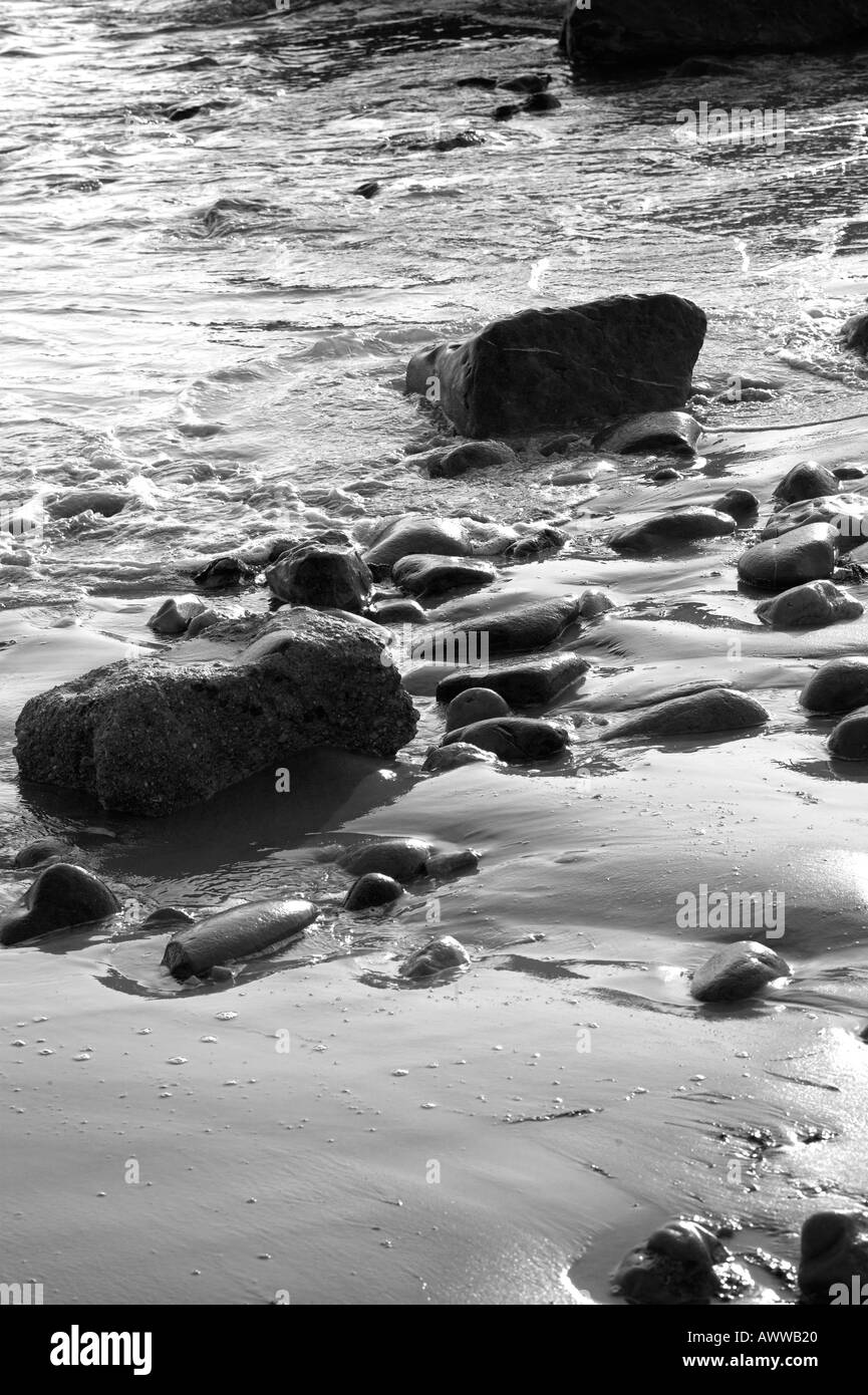 calm seaside scene black and white Stock Photo - Alamy
