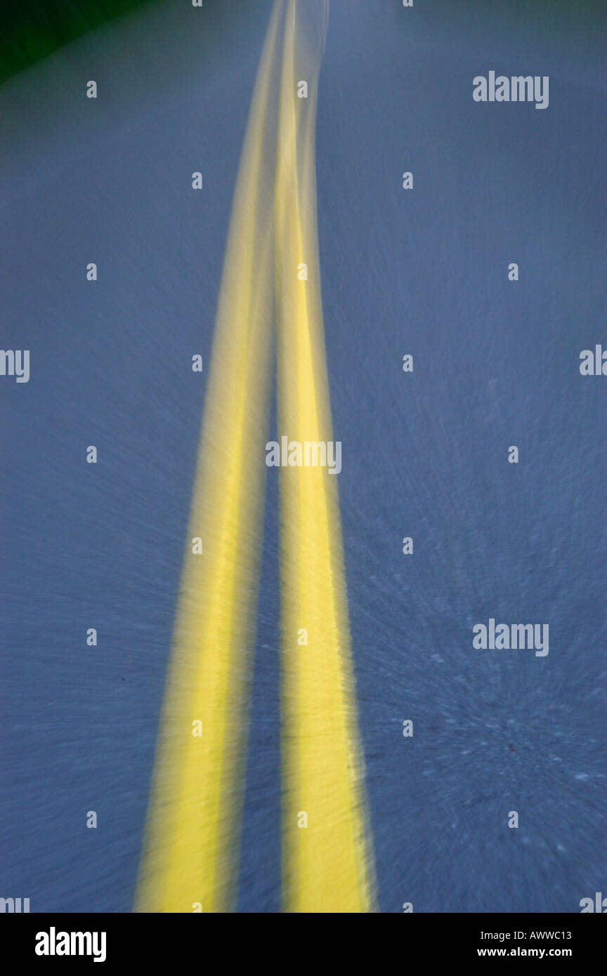 yellow highway dividing lines Stock Photo Alamy