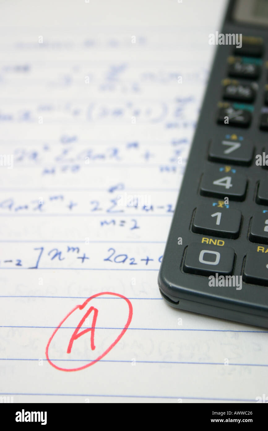 calculator and college mathematics homework concept education grades