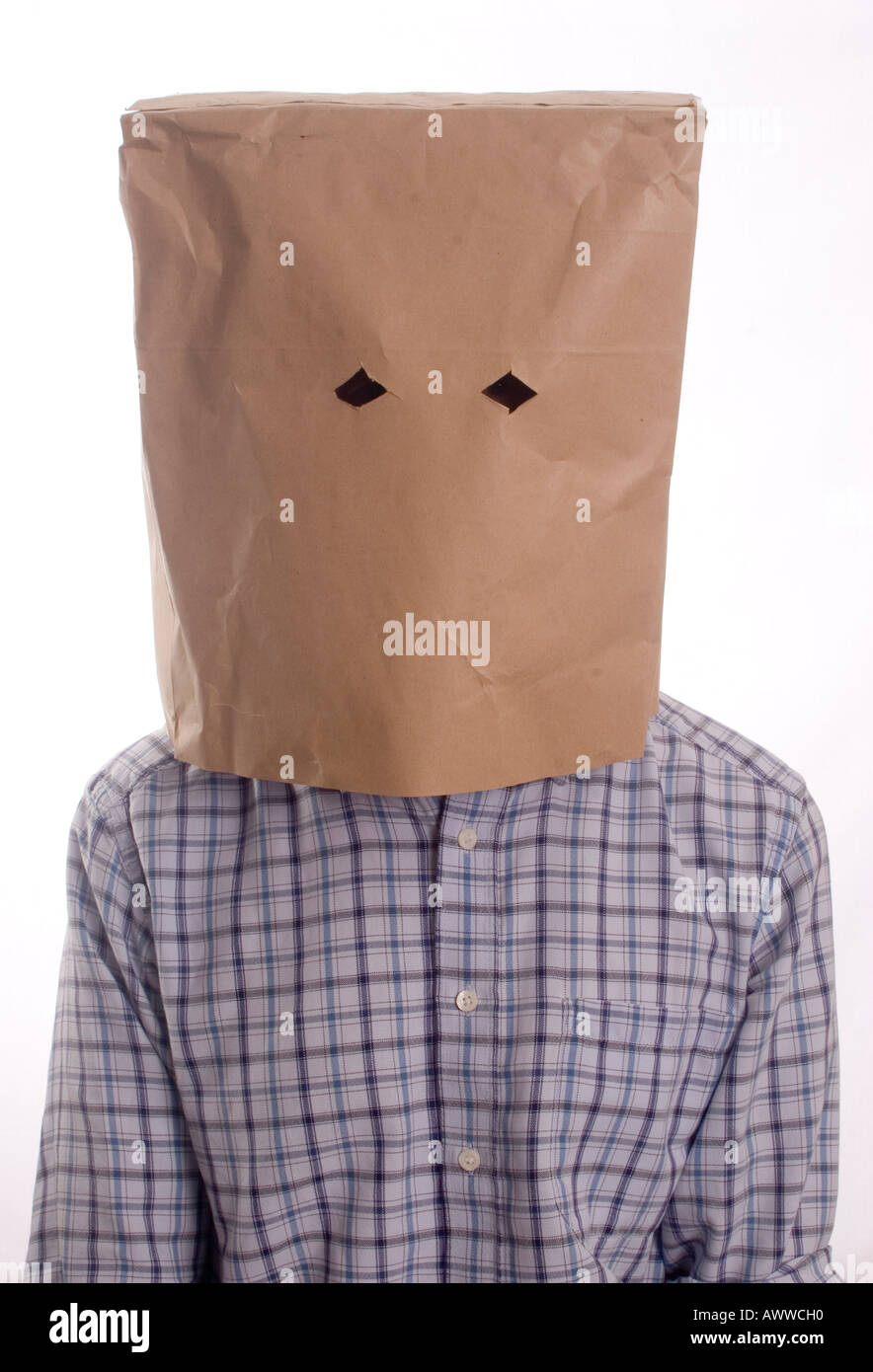 Head in a paper bag Stock Photo - Alamy