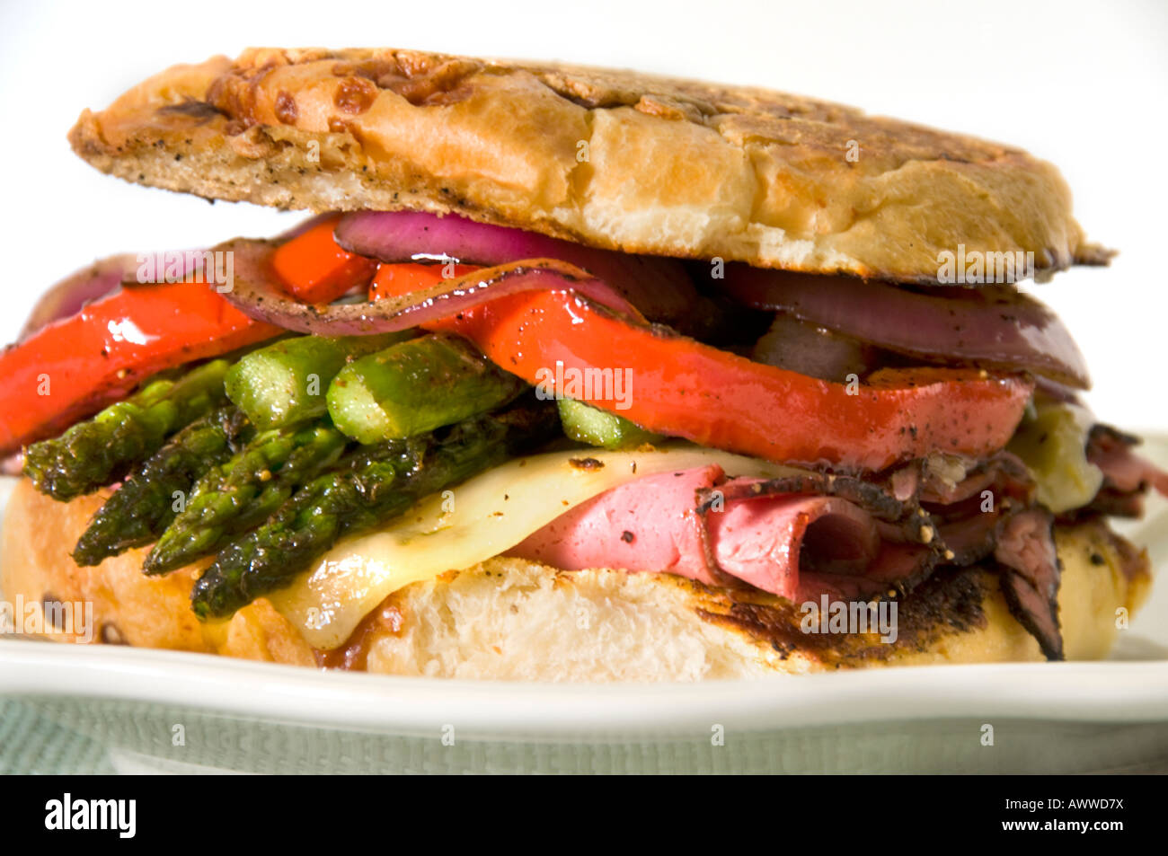 An Asiago Cheese roll sandwich Stock Photo Alamy