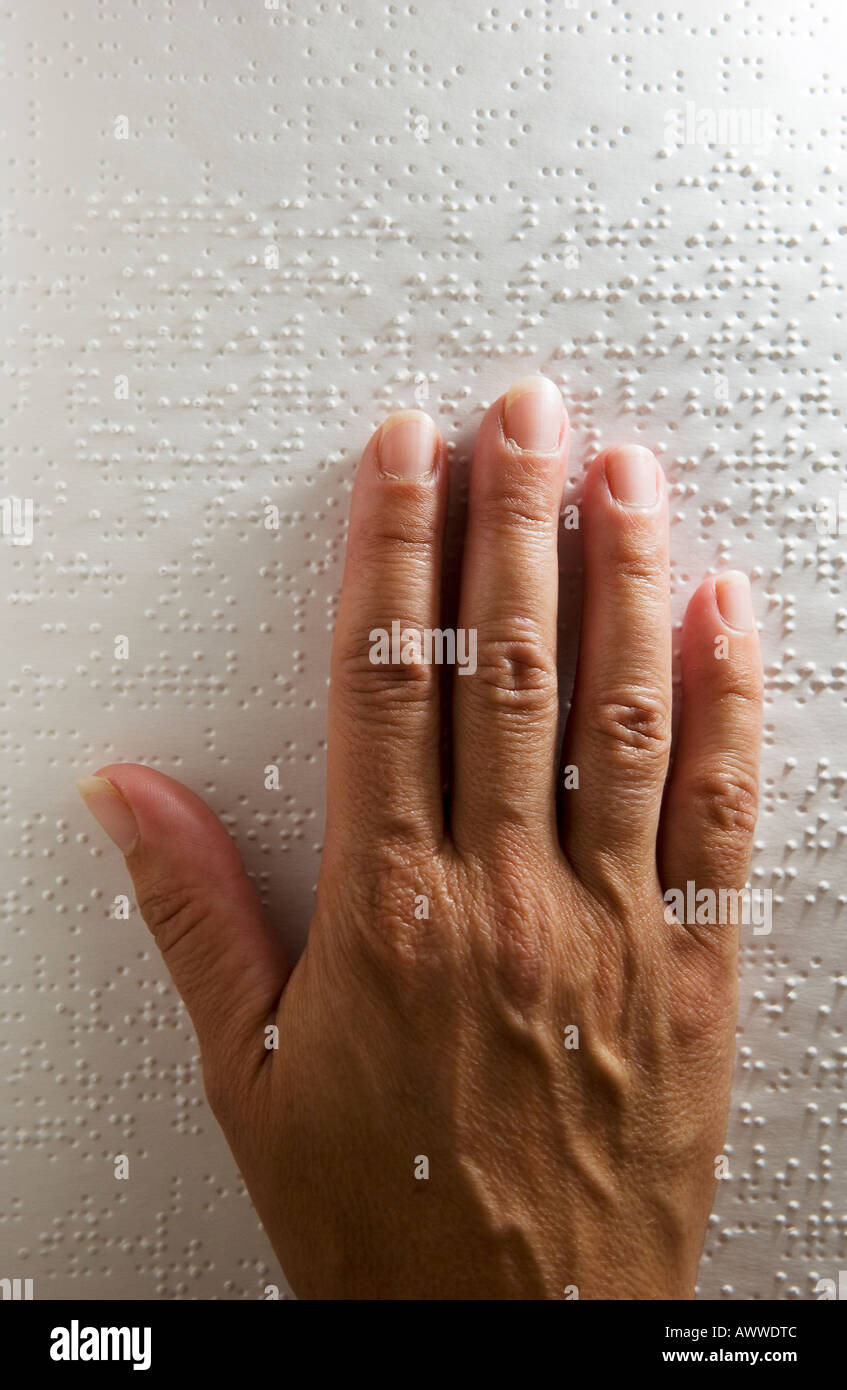blind person reading Stock Photo