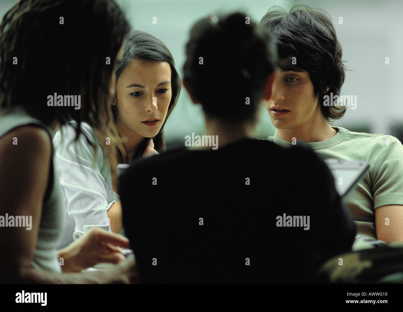 Men and women working together Stock Photo