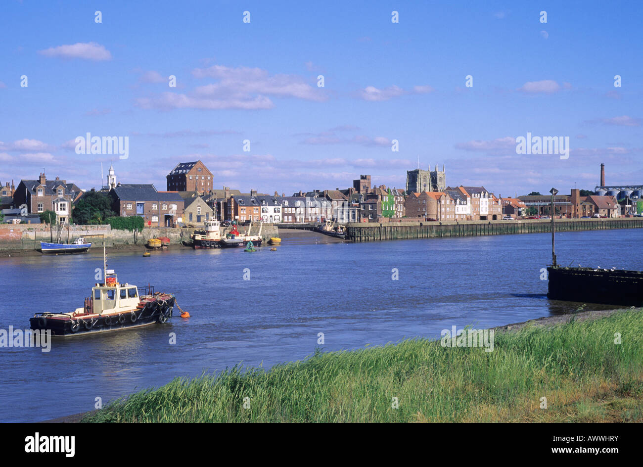 Kings Lynn river front from West Lynn River Ouse Norfolk England East