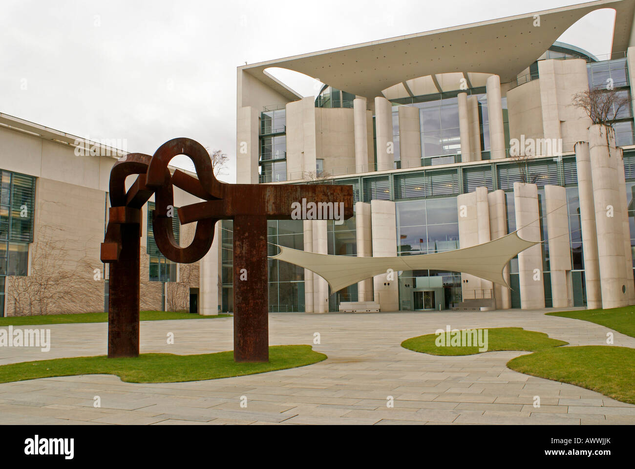 Eduardo Chillida's sculpture at the Office of the Federal Chancellor in Berlin. Stock Photo