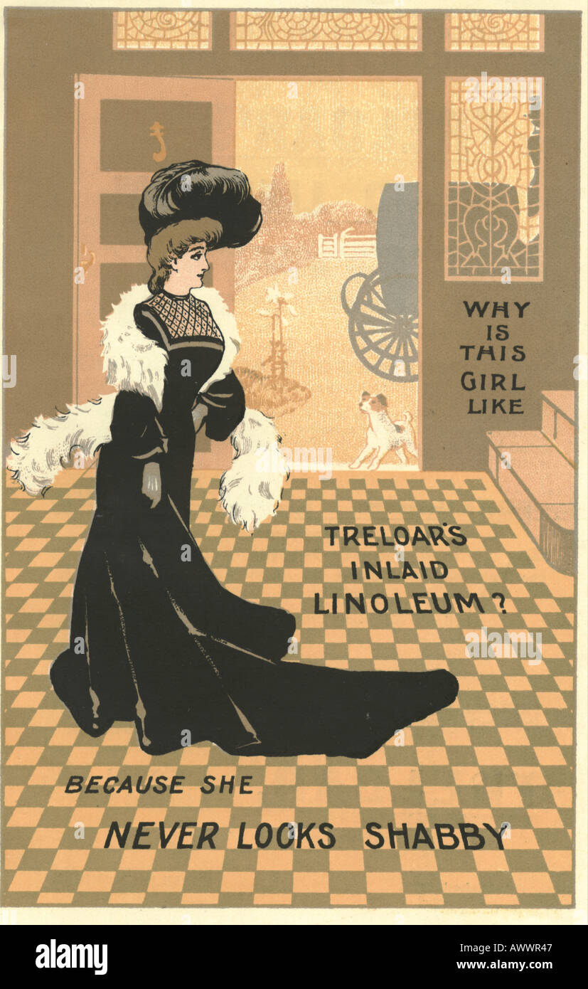 Linoleum advertisement circa 1905 Stock Photo