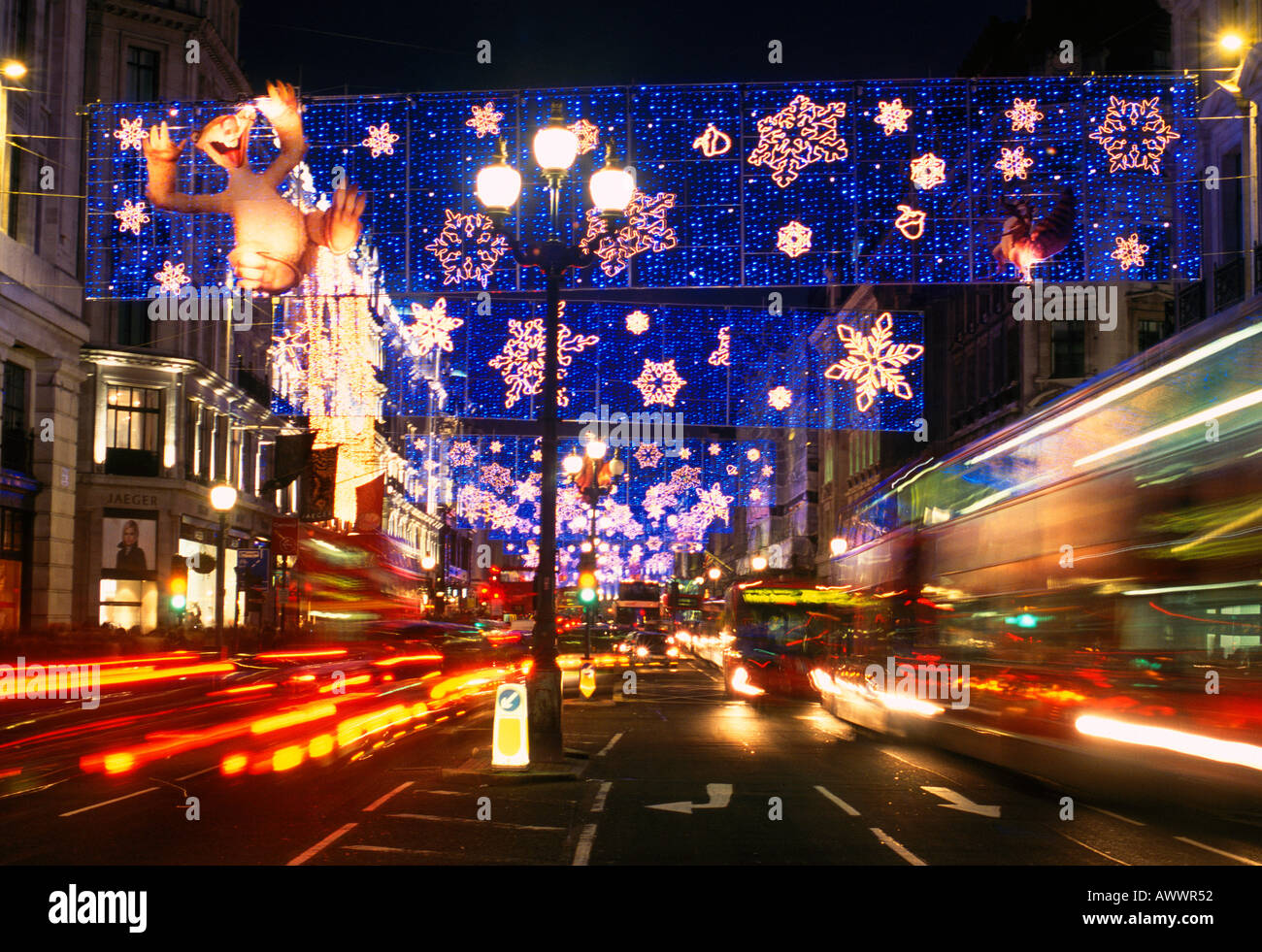 Christmas Lights and Decorations in Regent  Street London Stock Photo