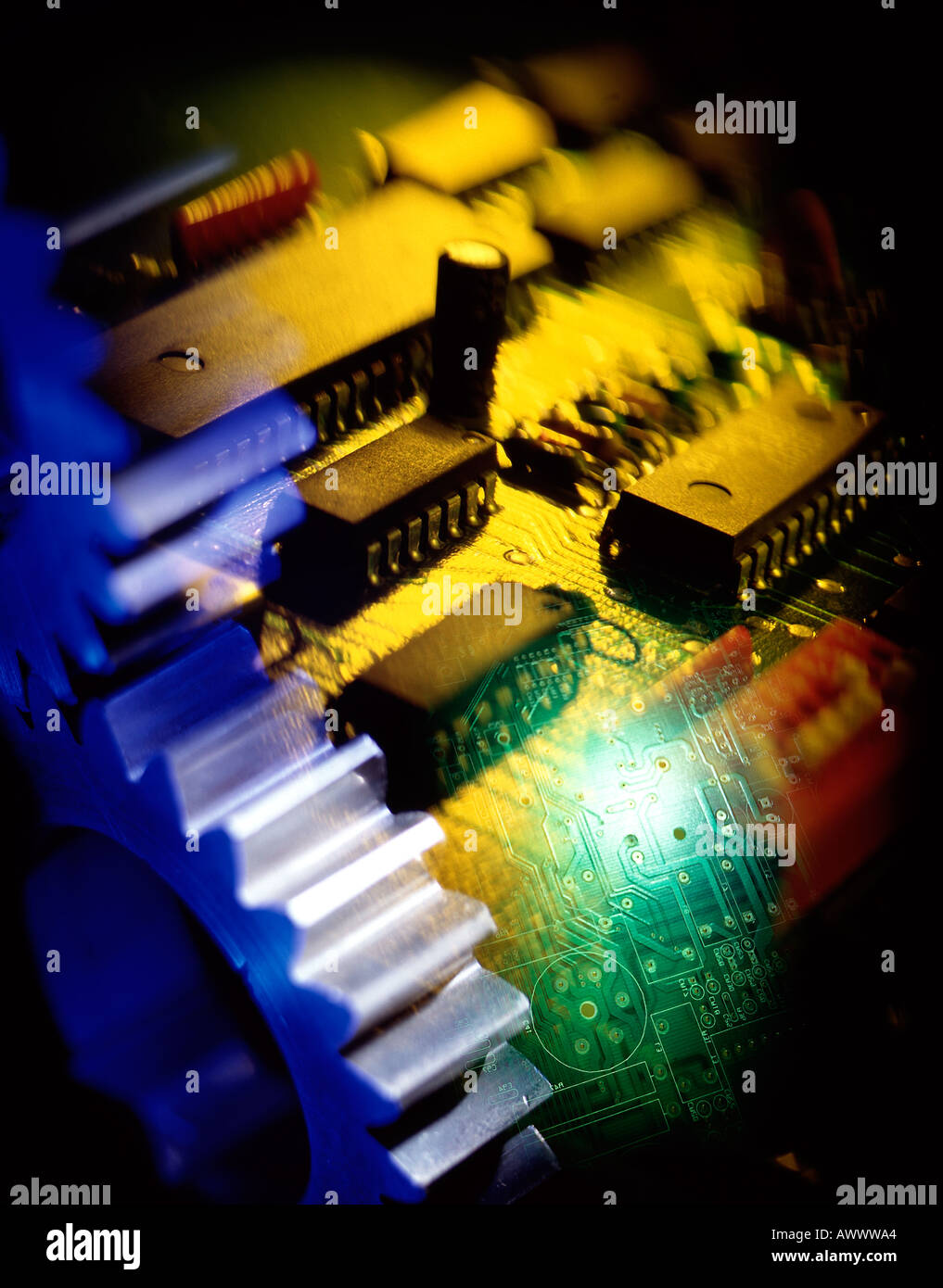 gears electronic still life collage Stock Photo Alamy