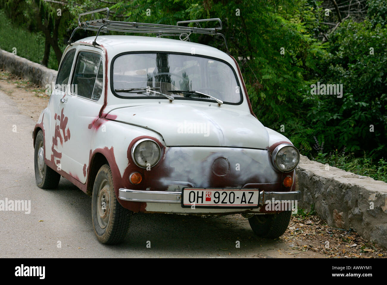 Zastava local car motor driving collectable classic jalopy Macedonian