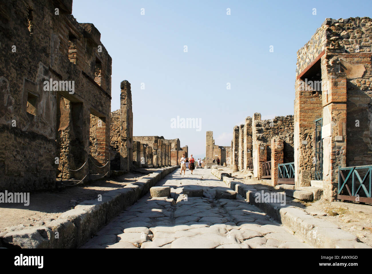 A Roman Street in Pompeii, Italy. Stock Photo