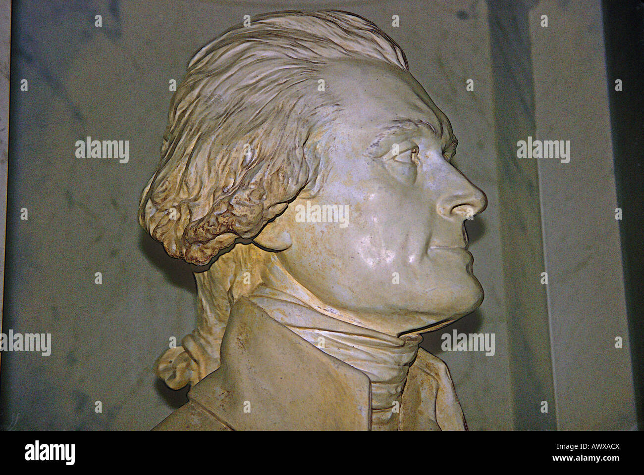 Digitally altered view of bust of Thomas Jefferson in Library of Congress Washington D.C. Stock Photo