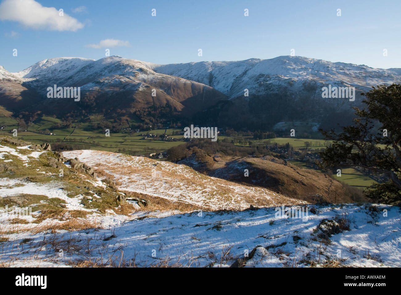 Great Rigg and Heron Pike near Grasmere Lake District Cumbria Stock Photo