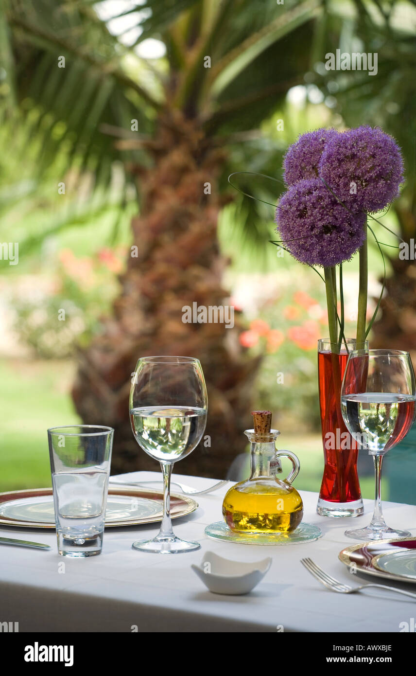 Laid table at Restaurant Stock Photo