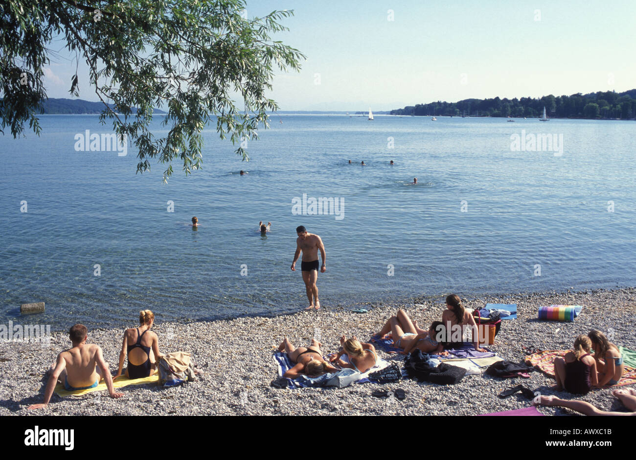 People at the beach of Starnberg at the Starnberger See Bavaria Germany  Stock Photo - Alamy