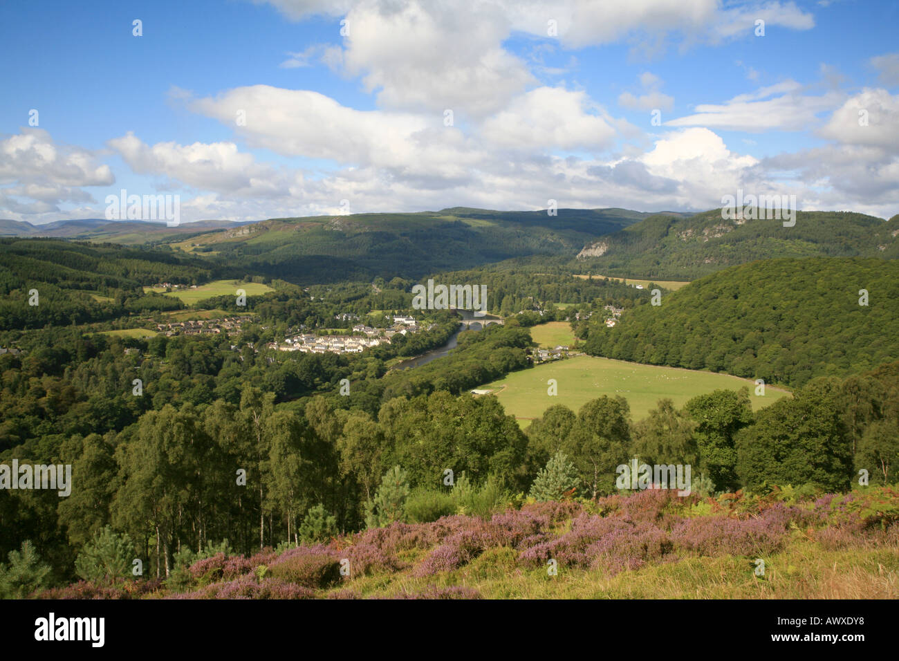 UK Scotland Tayside Perthshire the Tay Valley River Tay and town of